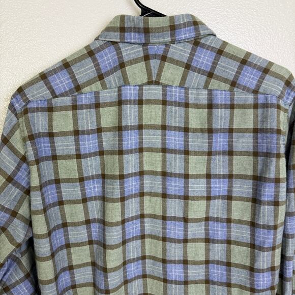 Proper Cloth Shirt Mens M? Blue Green Check Long Sleeve Wool Blend Casual Soft - Picture 4 of 10
